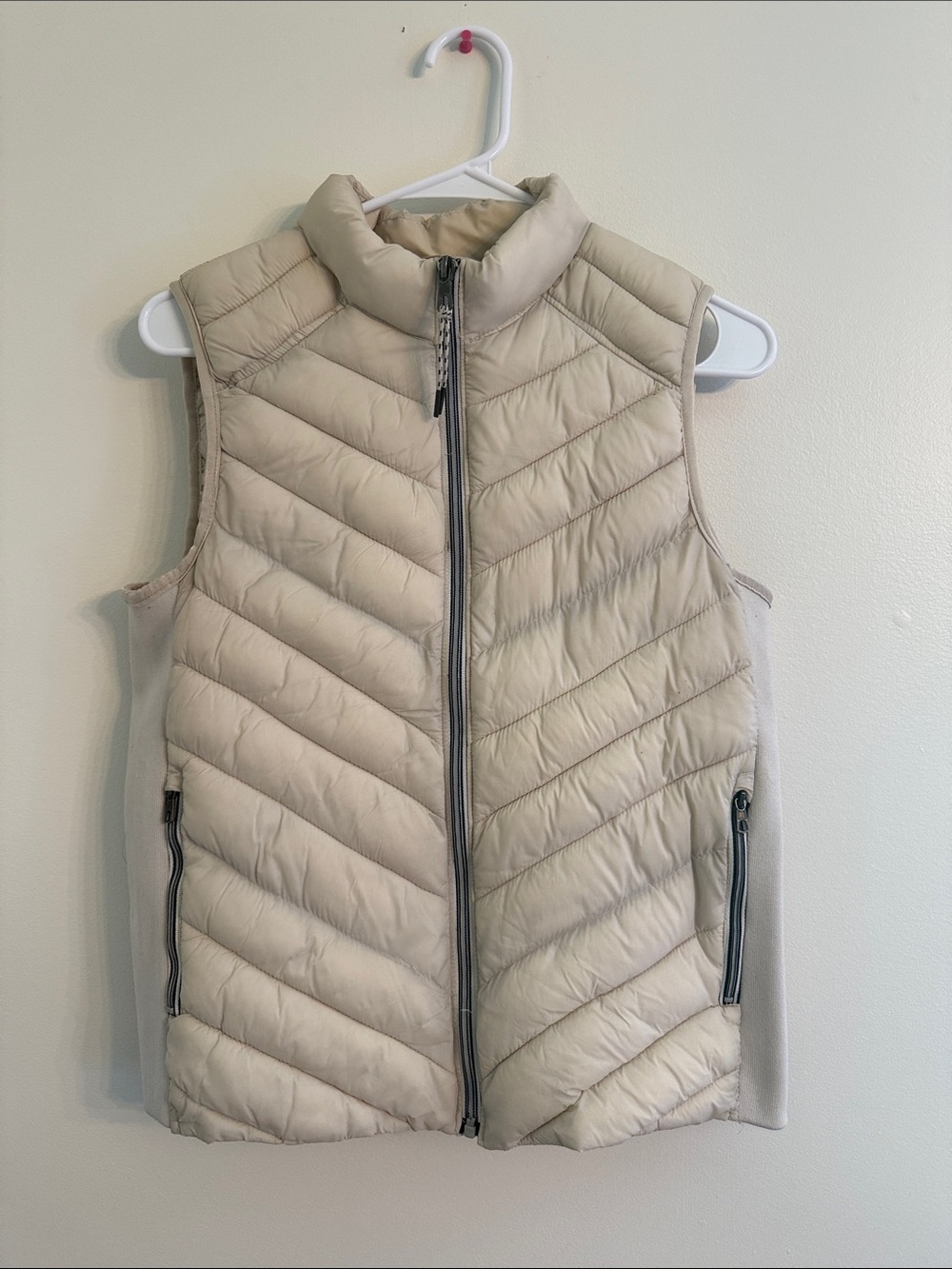 Light Beige Quilted Puffer Vest - Women